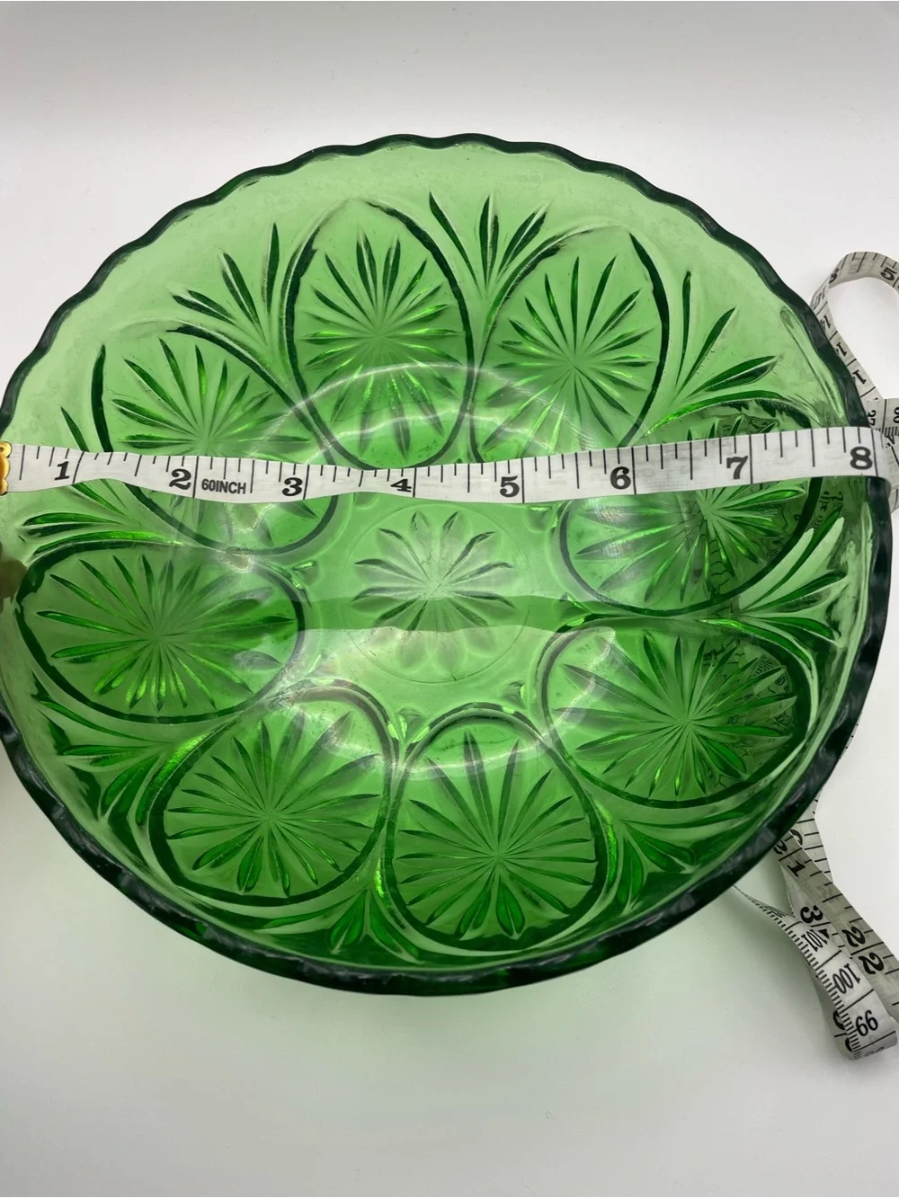 Vintage Green Glass Serving Bowl